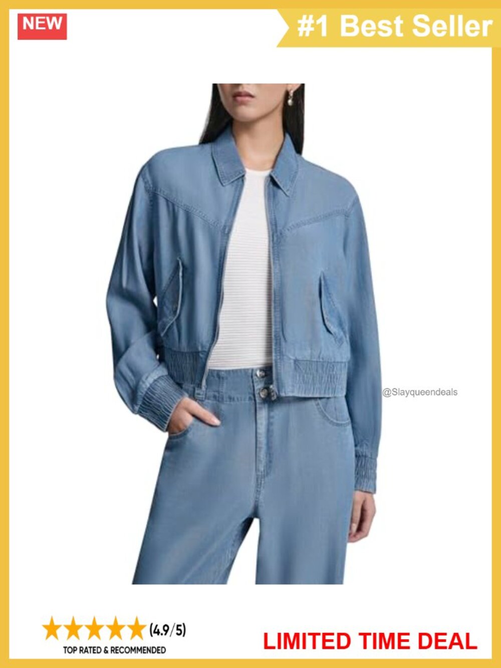 Long Sleeve Zip Front Tencel Bomber Jacket